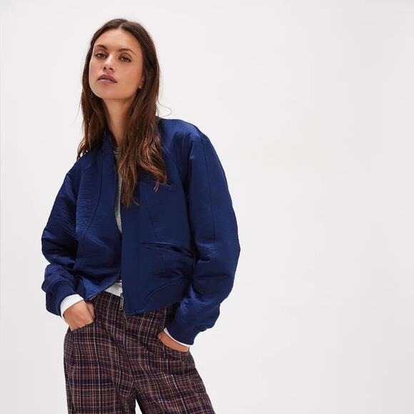 Free People Jackets & Blazers - Free People Ellie Satin Bomber Jacket